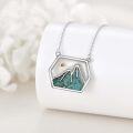wholesale 925 Sterling Silver Turquoise Mountain Hexagon Pendant Necklace for Women-0-3