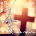 wholesale 925 Sterling Silver Celtic Knot Cross Pendant  - Irish Religious Infinite Love Jewelry for Women Girls Gift Boxed 48 Chain Included-0-5