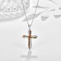 wholesale 925 Sterling Silver Fire Opal Celtic Cross Pendant Necklace Christian Faith Jewelry Religious Gift for Mom-0-1