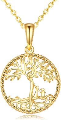 wholesale 14K Solid Family Tree Pendant Necklaces for Women Mothers Day Gifts Jewelry-tree of life mother