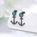 wholesale 925 Sterling Silver Anchor Shape Turquoise & Abalone Shell Studs Earrings for Men Women-0-1