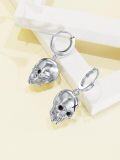 wholesale 925 Sterling Silver Skull Cross Drop Dangle Leverback Earrings for Women Girls Gothic  48mm Long-0-2