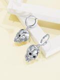 wholesale 925 Sterling Silver Skull Cross Drop Dangle Leverback Earrings for Women Girls Gothic  48mm Long-0-2
