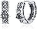 wholesale Silver Metal Celtic Knot Huggie Hoop Earrings for Men with Triquetra Symbol 925 Sterling Silver-0-0