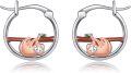 wholesale 925 Sterling Silver Sloth Charm Hoop Earrings for Girls and Women - Adorable Animal  Set-0-0