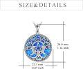 wholesale 925 Sterling Silver Blue Turquoise Triple Moon Goddess Pentagram Pendant Necklace-0-9