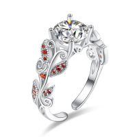 wholesale 925 Sterling Silver Birthstone Adjustable Open Ring for Women-Garnet
