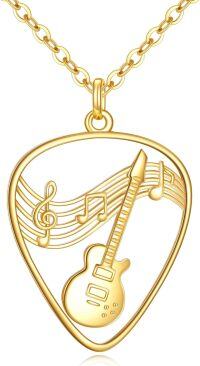 wholesale 10K Gold Guitar Pick Shaped Music Notes Pendant Necklace s for Women-Guitar Pick Necklace
