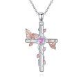 wholesale 925 Sterling Silver Cross Pendant With Blue Crystal Hummingbird Design-0-0