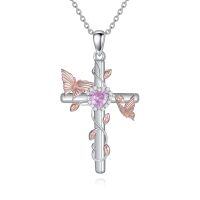wholesale 925 Sterling Silver Cross Pendant With Blue Crystal Hummingbird Design-sterling sliver
