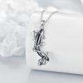 wholesale 925 Sterling Silver Black Onyx Whale Ocean Wave Pendant Necklace-0-4
