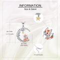 wholesale S925 Sterling Silver Fox Pendant Necklace Moon Animal s for Women Mom Wife-0-3
