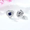 wholesale 925 Sterling Silver Birthstone Heart Stud Earrings Jewelry Gifts for Women-0-26