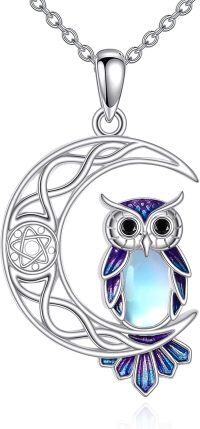 wholesale 925 Sterling Silver Purple Moonstone Owl Pendant Necklace-O-Owl