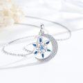 wholesale 925 Sterling Silver Blue CZ Moon & Snowflake Pendant Necklace for Women-0-2
