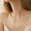 wholesale 14K Gold Floral Pendant Necklace with Cubic Zirconia and Chain - Birthday s for Her-0-1
