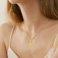 wholesale 14K Gold Floral Pendant Necklace with Cubic Zirconia and Chain - Birthday s for Her-0-1