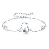 wholesale 925 Sterling Silver Heart and Opal Sea Turtle Charm Anklet Beach Jewelry for Women Girls 7-8 Adjustable Chain Length-D-Abalone