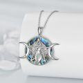wholesale 925 Sterling Silver Abalone Shell Pentagram Triple Moon Goddess Pendant Celtic Knot Necklace for Women Girls Wicca Pagan s 43mm x 68mm-0-2
