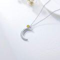 TOUPOP Sterling Silver Citrine Moon Pendant Necklace-0-4