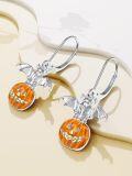 wholesale 925 Sterling Silver Gothic Bat Pumpkin Earrings with Hypoallergenic Hook – Halloween Jewelry Gift (21x12mm)-0-1