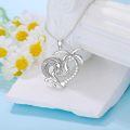 wholesale 925 Sterling Silver Heart-Shaped Wave and Palm Tree Pendant Necklace with Cubic Zirconia for Women-0-3