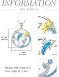 wholesale Dolphin Necklace Valentines Day Gifts For Her S925 Sterling Silver Jewelry Opal Dolphin Pendant Ocean Wave Necklace Jewelry Gifts For Women Her Mom Girlfriend, 18+2 Inch -0-3