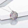 wholesale 925 Sterling Silver Round Rainbow Mystic Quartz Celtic Knot Pendant Necklace-0-3
