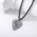 wholesale 925 Sterling Silver Black Guitar Pick Pendant Necklace  Punk Rock Jewelry for Women and Men-0-3