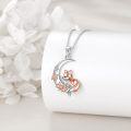 wholesale 925 Sterling Silver 925 Crescent Moon & Floral Fox Pendant Necklace Gift for Women-0-3