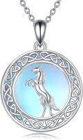 wholesale 925 Sterling Silver Blue Moonstone Celtic Knot Unicorn Pendant Necklace for Women-0-0