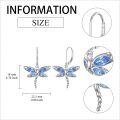 wholesale 925 Sterling Silver Blue Crystal Dragonfly Leverback Dangle Earrings-0-2