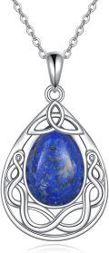 wholesale 925 Sterling Silver Celtic Knot Larimar Teardrop Pendant Necklace for Women-0-0