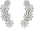 wholesale 925 Sterling Silver Daisy Flower Claw Climb On Hook Earring Set for Women-0-0