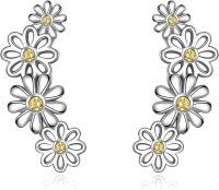 wholesale 925 Sterling Silver Daisy Flower Claw Climb On Hook Earring Set for Women-Daisy Climber Earrings