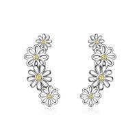 wholesale 925 Sterling Silver Daisy Flower Yellow Zircon Climber Stud Earrings White Gold Plated-Daisy Climber Earrings