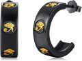 wholesale Black Gold 925 Sterling Silver Hoop Egyptian Eye Of Horus Huggie Earrings For Women Girls 925  Set-0-0