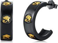 wholesale Black Gold 925 Sterling Silver Hoop Egyptian Eye Of Horus Huggie Earrings For Women Girls 925  Set-Eye of Horus