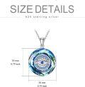 wholesale 925 Sterling Silver Round Blue Crystal Evil Eye Pendant Necklaces for Women Gifts-0-5
