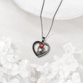 wholesale 925 Sterling Silver & Red Zirconia Skeleton Hand Necklace with Heart Skull Pendant Gothic Jewelry Gift-0-3