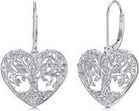 wholesale 925 Sterling Silver Filigree Tree Of Life Heart Drop Earrings-Heart Tree