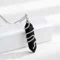 wholesale 925 Sterling Silver Black Onyx Stone Snake Tail Wrap Pendant Necklace for Women-0-1