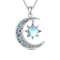 TOUPOP 925 Sterling Silver Sun And Moon Necklace Women's Celtic Crescent Pendant Gift-undefined