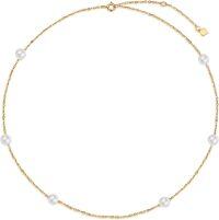 wholesale 14K Gold Freshwater Pearl Necklace Tiny Heart Charm Cable Chain 7-Gold