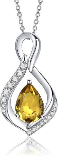 wholesale 925 Sterling Silver Infinity Teardrop Birthstone Necklace for Women Forever Love Jewelry Gift-11 Nov