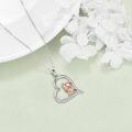 wholesale 925 Sterling Silver Heart-Shaped Pendant with Pink Pig Charm - Cute  for Women and Girls-0-2