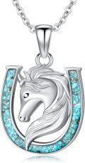 wholesale 925 Sterling Silver Turquoise Horse Head Pendant Necklace for Women Girls s-0-0