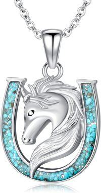 wholesale 925 Sterling Silver Turquoise Horse Head Pendant Necklace for Women Girls s-Horse with Turquoise