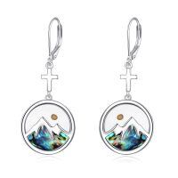 wholesale 925 Sterling Silver Mountain Dangle Earrings-Round Cross Earrings