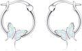 wholesale 925 Sterling Silver Butterfly Opal Hoop Earrings - Gift Ideas for Her-0-0
